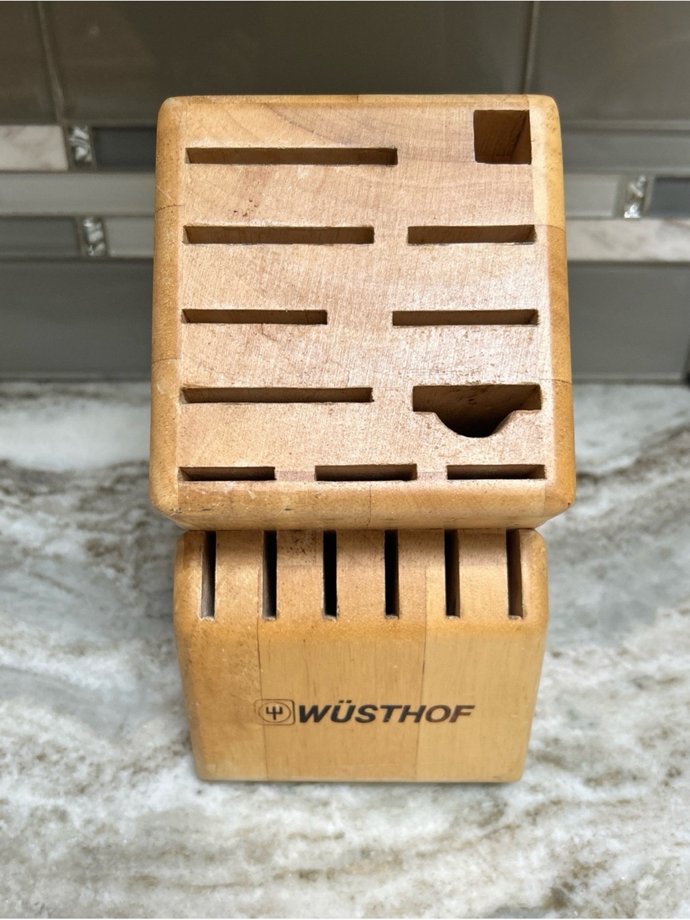 WUSTHOF  Stained Natural Knife Block  17 Slots Solid Wood butcher storage